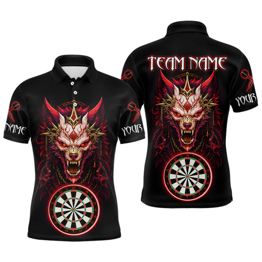 Maxcorners Red Vicious Wolf Ruler Dartboard Darts Shirt For Men - Custom Name & Team Jersey