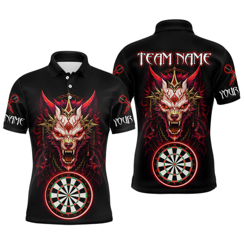 Maxcorners Red Vicious Wolf Ruler Dartboard Darts Shirt For Men - Custom Name & Team Jersey TU2606