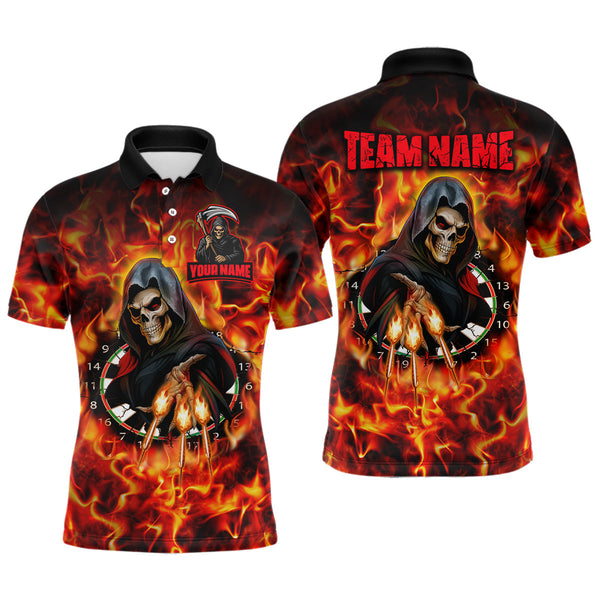 Maxcorners The Grim Flaming Dartboard & Arrows Darts Shirt For Men - Custom Name & Team Jersey LM3006
