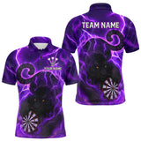Maxcorners Custom Smoke Tiger Lightning Purple Dartboard Dart Men Polo Jerseys Funny Dart Shirts LM2110