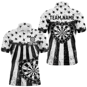 Maxcorners Black White Heart Broken Dartboard Men Darts Valentine Shirt Custom Dart Polo Couple Gifts LM2201