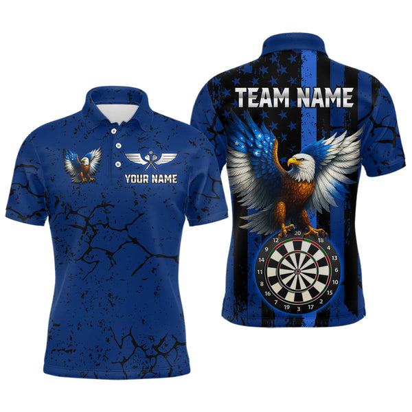Maxcorners US Flag Eagle Dartboard Grunge Blue Darts Shirt For Men - Custom Name & Team Jersey LM3006
