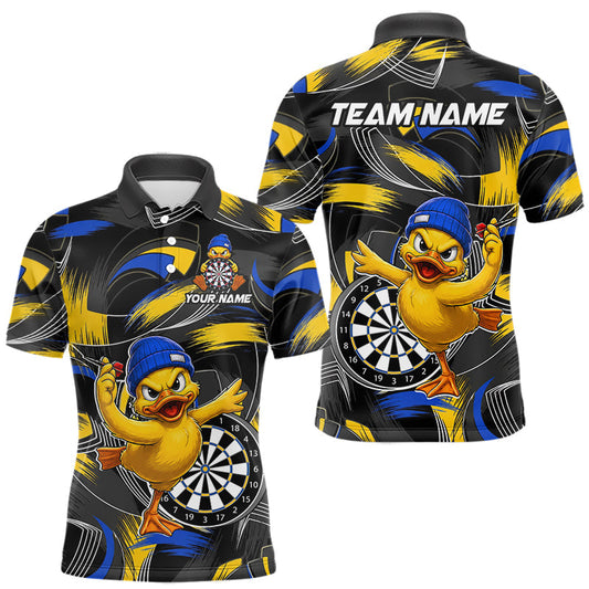 Maxcorners Blue And Yellow Brush Funny Duck Dart Shirts For Men Personalized Dart Team Name Outfits LM2306