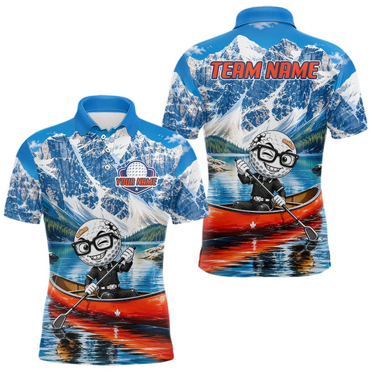 Maxcorners Golf Ball Canoe Golf Apparel Funny Golf Polos For Men Custom Golf Team Outfits, Upf Golf Shirts LM2405