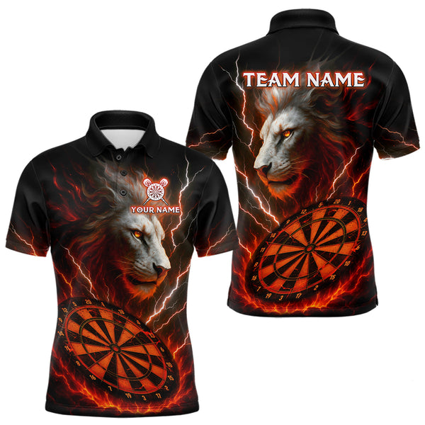 Maxcorners Red Custom Men Darts Shirt With Lion Personalized Lightning Dartboard Dart Jerseys LM2408