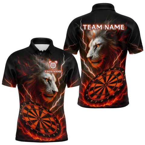 Maxcorners Red Custom Men Darts Shirt With Lion Personalized Lightning Dartboard Dart Jerseys LM2408