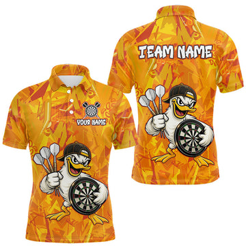 Maxcorners Personalized Funny Duck Darts Polo & 1/4-Zip Shirt For Men Custom Duck Dart Team Dart Jerseys LM2603