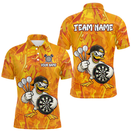 Maxcorners Personalized Funny Duck Darts Polo & 1/4-Zip Shirt For Men Custom Duck Dart Team Dart Jerseys LM2603