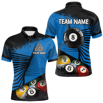 Maxcorners Custom 8 Ball Cue Billiards Polo & Quarter-Zip Jersey Men's Pool Billiard League Jersey LM0101