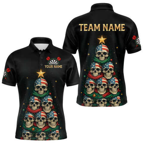 Maxcorners Custom Funny Christmas Darts Shirt For Men Outfits Xmas Holiday Skull Dart Jerseys TU2908
