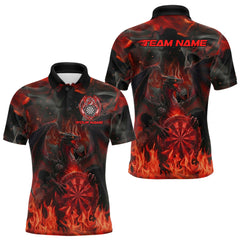 Maxcorners Fire Flames Darts Dragon Red Dart Polo Shirts For Men Personalized Team Dart Jerseys TU0112