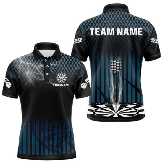 Maxcorners Azure Lightning Dartboard Electric Men's Dart Strike Shirt | Custom Name For Darts Jersey