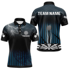 Maxcorners Azure Lightning Dartboard Electric Men's Dart Strike Shirt | Custom Name For Darts Jersey TU1206