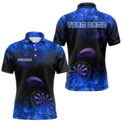 Maxcorners Eagle Dartboard Darts Polo Shirt For Men Custom Flaming Darts Jerseys, Darts Team | Blue TU0408