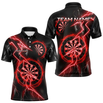 Maxcorners Thunder Patriotic Darts Polo Shirt For Men Custom Red Darts Jerseys, Darts Team LM1203