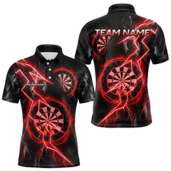 Maxcorners Thunder Patriotic Darts Polo Shirt For Men Custom Red Darts Jerseys, Darts Team TU0408