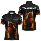 Maxcorners Flaming Cockatoo Dartboard Men's Dart Shirt - Custom Team Name For Darts Jersey  LM1506