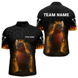 Maxcorners Flaming Cockatoo Dartboard Men's Dart Shirt - Custom Team Name For Darts Jersey  LM1506