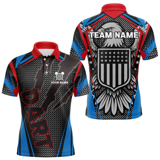 Maxcorners US Flag Eagle Multi Color Men's Dart Shirt - Custom Team Name For Darts Jersey LM1506