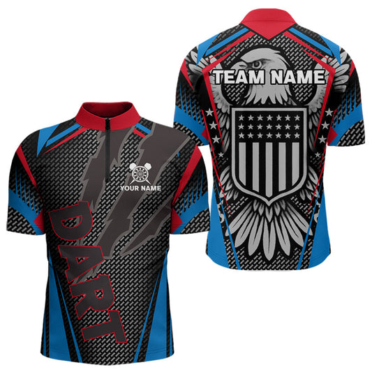 Maxcorners US Flag Eagle Multi Color Men's Dart Shirt - Custom Team Name For Darts Jersey LM1506