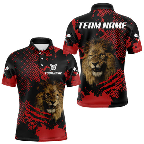 Maxcorners Grunge Lion Dartboard Custom Polo Shirt For Men - Darts Team Jersey TU0807