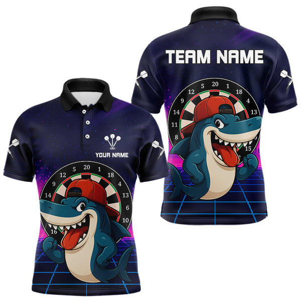 Maxcorners Neon Shark & Dartboard Custom Funny Polo Shirt For Men - Darts Team Jersey TU0807