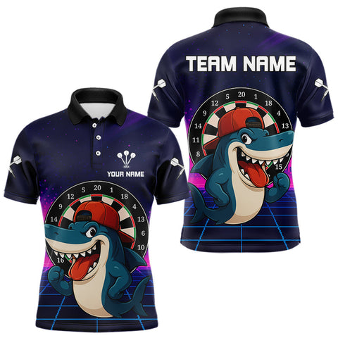 Maxcorners Neon Shark & Dartboard Custom Funny Polo Shirt For Men - Darts Team Jersey TU0807