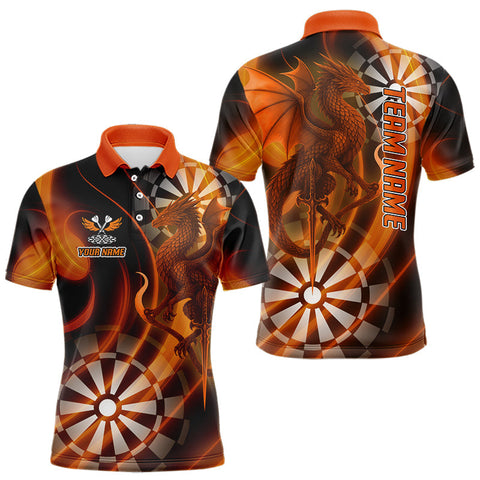 Maxcorners Custom Men's Darts Polo Shirt Dragon And Dartboard - Personalized Name & Team TU0807