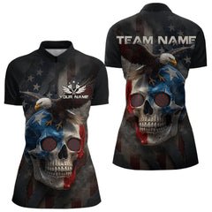 Maxcorners Custom Smoke Skull Eagle Patriotic Dart Shirt For Men US Flag Polo Dart Team Jersey MT0609