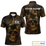 Maxcorners Custom Skull Eagle Grunge Polo Dart Shirt For Men Retro Patriotic Dart Jerseys MT0609