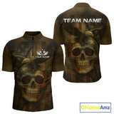 Maxcorners Custom Skull Eagle Grunge Polo Dart Shirt For Men Retro Patriotic Dart Jerseys MT0609