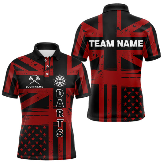 Maxcorners Dartboard Shield US Flag - Men's Patriotic Darts Shirt - Custom Name For Players