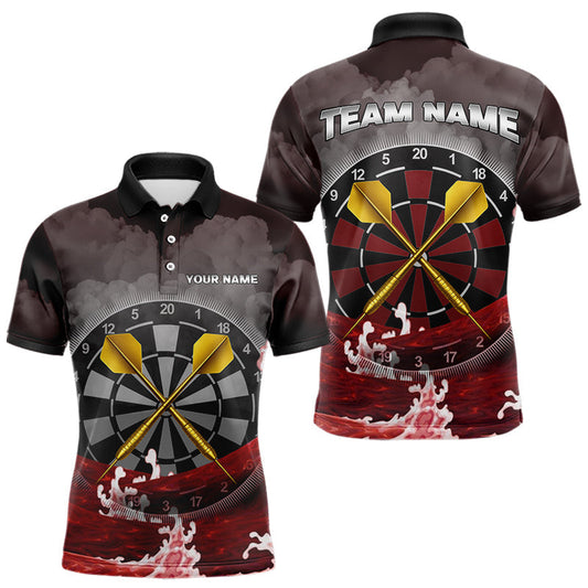 Maxcorners Scarlet Ocean With Golden Arrows - Men's Darts Team Shirt - Custom Name For Players