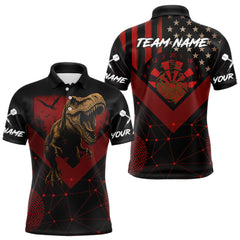 Maxcorners It's In My DNA Custom Red Dinosaur Dart Polo Shirt For Men US Flag Dart Jerseys TU0809