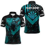 Maxcorners It's In My DNA Custom Turquoise Dinosaur Dart Polo Shirt For Men US Flag Dart Jerseys TU0809