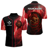 Maxcorners Maroon Dragon & Skull Thunder Lightning Men's Darts Shirt - Custom Name For Players LM2206