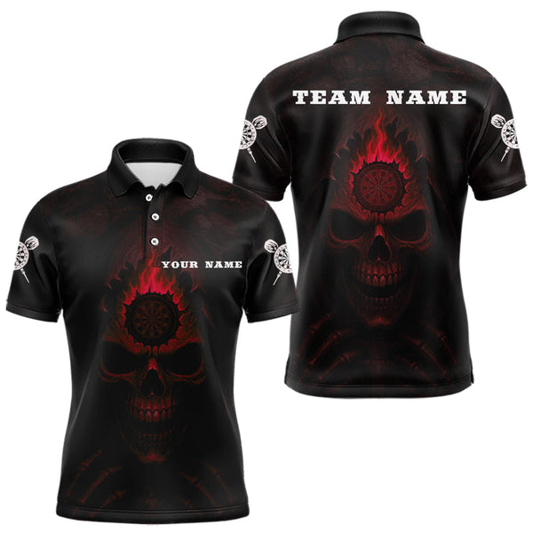Maxcorners Red Flaming Dartboard In The Grim Men's Team Shirt - Custom Name For Darts Jersey LM2206