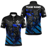 Maxcorners Personalized Azure Wolf & Arrow Men's Darts Shirt - Custom Name For Darts Jersey LM2206
