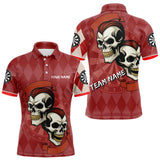 Maxcorners Red-Haired Skulls With Dartboard Men's Red Darts Shirt - Custom Name For Players LM2206