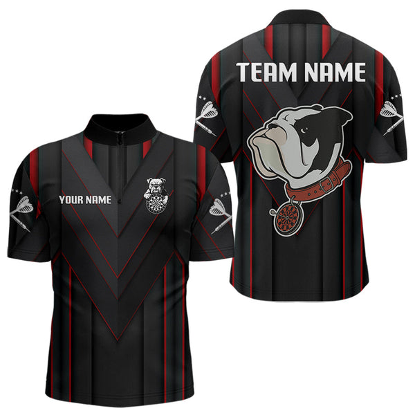 Maxcorners Personalized Bulldog With Darts Necklace Men's Darts Shirt - Custom Name For Player LM2206