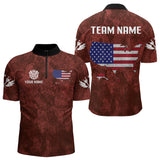 Maxcorners US Flag & Map Dartboard Men's Red Darts Shirt - Custom Name For Darts Jersey LM2206
