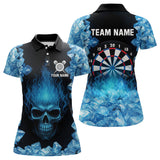 Maxcorners Ice Flame Skull & Dartboard Custom Darts Polo Shirt For Men - Darts Team Jersey LM1307