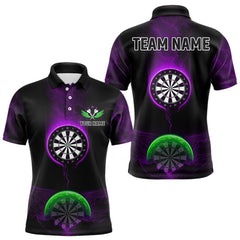 Maxcorners Thunder Dartboards Men's Darts Polo & 1/4-Zip Shirt Custom Purple Green Darts Jersey TU1108