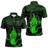 Maxcorners Flaming Hand & Dart Arrow Men's Darts Shirts Custom Name & Team Darts Jersey | Green TU1108