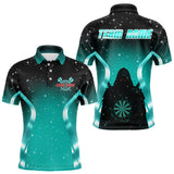 Maxcorners Galaxy Turquoise With Dartboard Darts Shirt For Men - Custom Dart Player Uniform LM2206