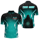Maxcorners Galaxy Turquoise With Dartboard Darts Shirt For Men - Custom Dart Player Uniform LM2206