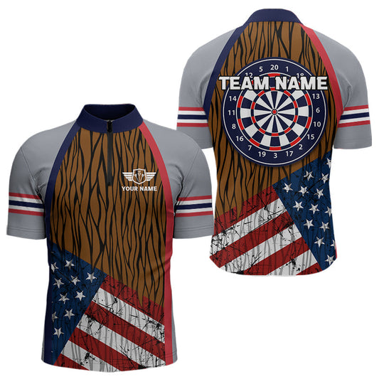 Maxcorners US Flag Dartboard Grunge Patriotic Darts Shirt For Men - Custom Dart Player Jersey LM2206