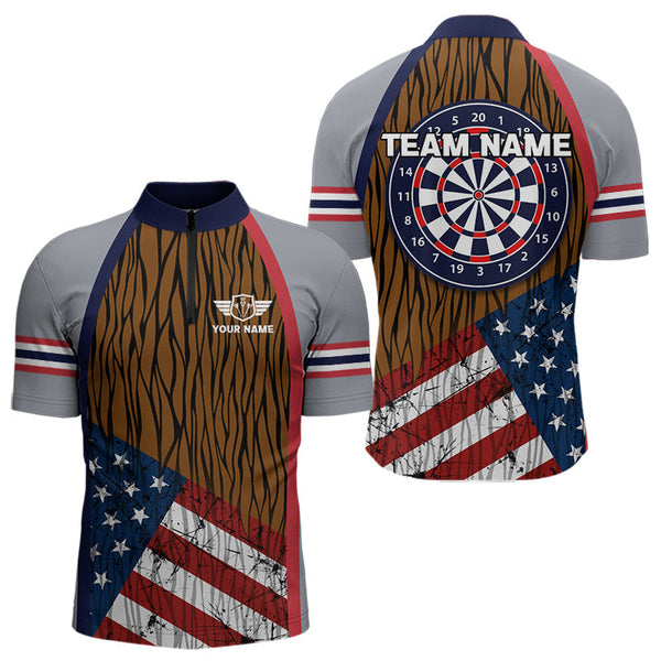 Maxcorners US Flag Dartboard Grunge Patriotic Darts Shirt For Men - Custom Dart Player Jersey LM2206
