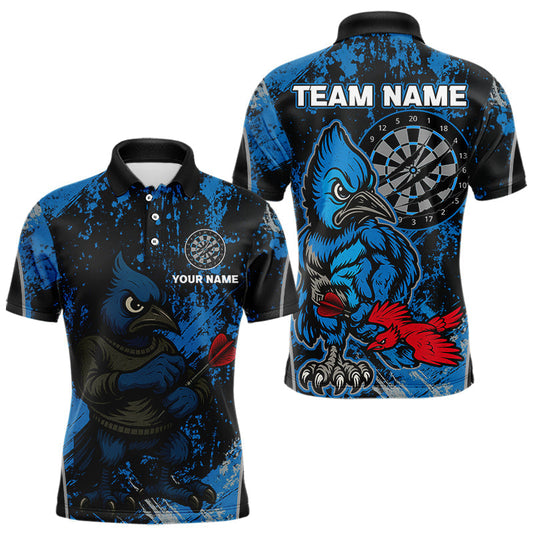 Maxcorners Navy Jay Scratched Dartboard Grunge Darts Shirt For Men - Custom Dart Player Jersey LM2206