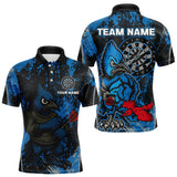 Maxcorners Navy Jay Scratched Dartboard Grunge Darts Shirt For Men - Custom Dart Player Jersey LM2206